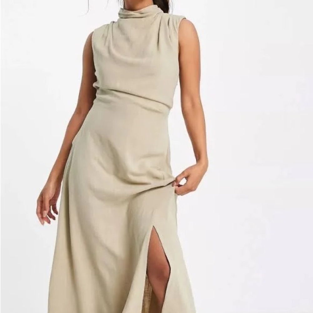 ASOS DESIGN Sleeveless Cowl Neck Open
Back Midi Dress